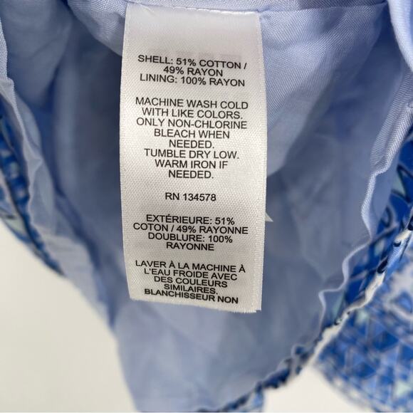 Vineyard Vines Tank Blue White Cay Scarf Print Nautical V-Neck Fringe Coastal XS - Picture 6 of 9